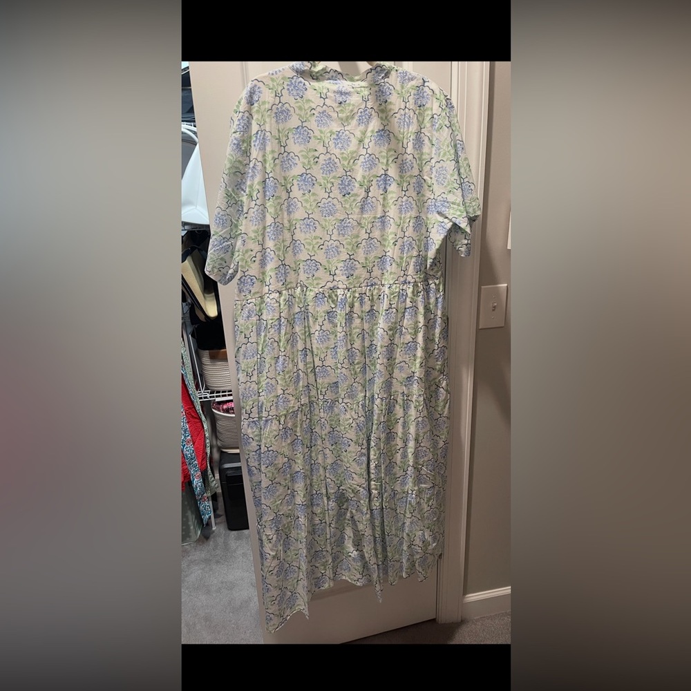 Girls Floral Spring Green and Light Blue Dress